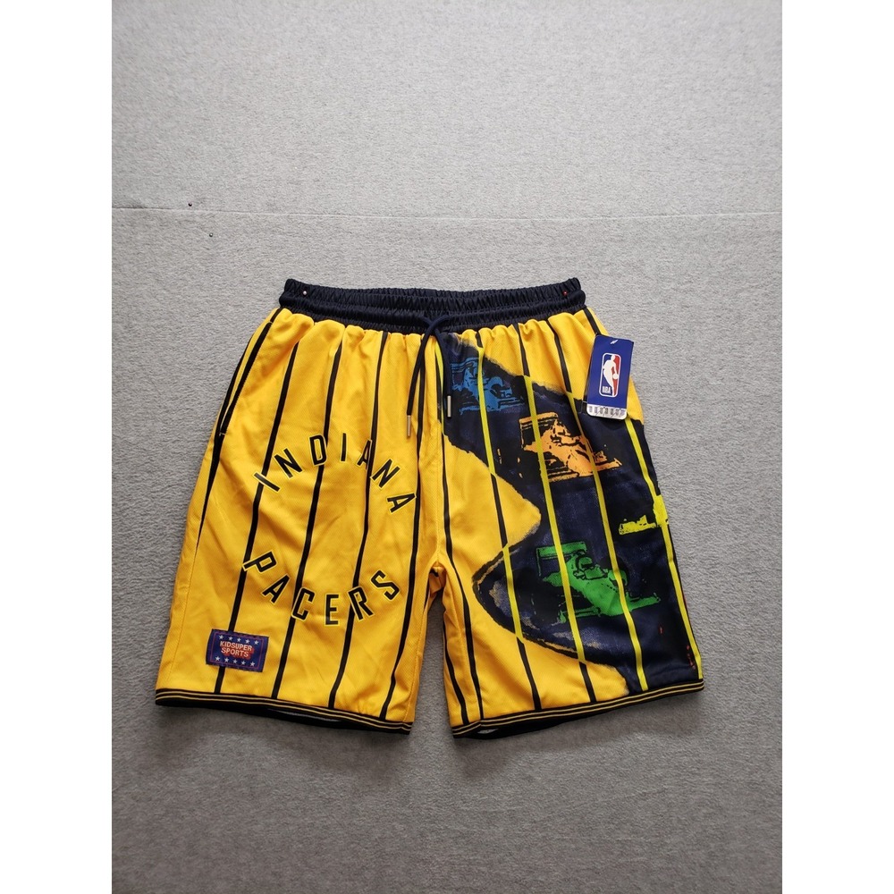 Kidsuper NBA By Fanatics Men Athletic Shorts S Yellow Graphic Indiana Pacers